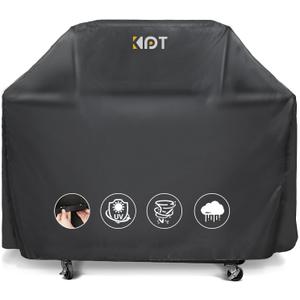 KPT 52 Inch Grill Cover for Outdoor Grill - Heavy Duty Waterproof 420D BBQ Cover with Hook, Air Vent, Buckle - Gas Grill Cover, UV & Fade Resistant, BBQ Grill Cover for Weber, Nexgrill, Char Broil (Black)