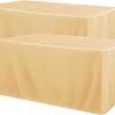 Obstal 2 Pack Table Clothes for 4 Foot Rectangle Tables - Water Resistant Washable Fabric Polyester Rectangle Table Cover for Outdoor/Indoor Uses,48L x 24W x 30H Inches, Champagne