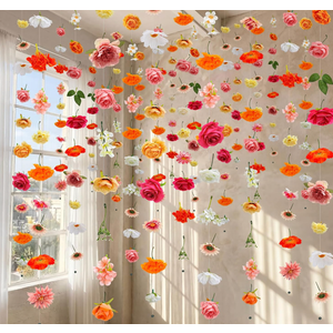 XunYee 6 Pcs 35.4 ft Flower Garlands Artificial Wildflower Vines Floral Hanging Backdrop Fake Flower Garlands Faux Silk Wildflower Vine for Wedding Bridal Shower Home Garden Wall Arch Decor(Rose)