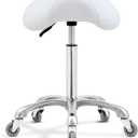 Antlu Saddle Stool Chair for Massage Clinic Spa Salon Cutting, Saddle Rolling Stool with Wheels Adjustable Height (White), without Backrest
