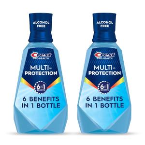 Crest Pro-Health Advanced Mouthwash, Alcohol Free, Multi-Protection, Fresh Mint, 1 L (33.8 fl oz), Pack of 2, Blue