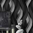 yaretzy Peel and Stick Wallpaper Black/White 3D Wave Stripe Wallpaper Removable Sticky Self Adhesive Modern for Bathroom Kitchen Bedroom Bathroom 20.8inch x 118inch