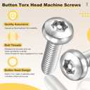 2 x METALLIXITY Pan Head Torx Security Screw Bolts (M5-0.8x25mm) 50pcs, Button Torx Head Machine Screw 304 Stainless Steel with One Bit - for Furniture Woodworking Project, Silver Tone