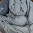 CozyLux Grayish Blue Queen Comforter Set, 3 Pieces Dusty Blue Solid Breathable Quilted Bedding Sets, Luxury Soft Fluffy Bed Set with Down Alternative Comforter All Season (1 Comforter & 2 Pillowcases)