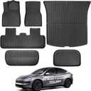 New 2025-2026 Tesla Model Y Juniper Floor Mats 5-Seat | All Weather TPE Waterproof Anti-Slip Friction-Resistant Front & Rear Trunk Mats | Floor mats for Families and pet Lovers