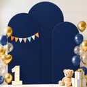 FUHSY Wedding Arch Cover Set of 3 Navy Spandex Arch Backdrop Cover 7.2FT 6.6FT 6FT Chiara Backdrop Covers for Arch Stands Balloon Arch Covers for Wedding Birthday Party Gender Reveal Decoration