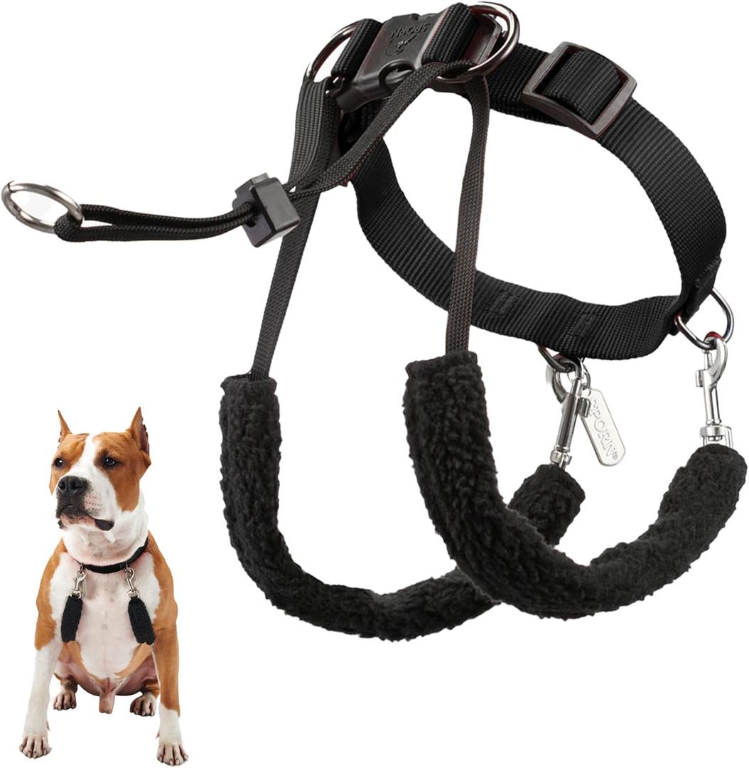 Sporn Original Training Dog Halter Harness, Medium Size No Pull Harness for Dogs with Black Padded Sherpa Sleeves, Breathable Dog Head Halter Harness, Provides to All Medium Breeds