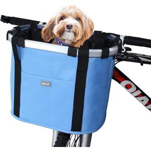 RAYMACE Bicycle Basket Dog Bike Handlebar Basket Front,Folding Detachable Quick Release Easy Install,Cycling Picnic Bag