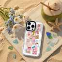 for iPhone 15 Case, Clear Summer Cherry Bows Strawberry Design Collage, Military-Grade Drop Protection, Vintage Soft Slim TPU Protective Cover with Camera Control for Girls Teens (SweetPost)
