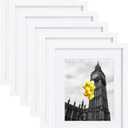 11x14 Picture Frame Set of 6 with Plexiglass, Display Pictures 8x10 with Mat or 11x14 Without Mat for Tabletop Display and Wall Mounting, White