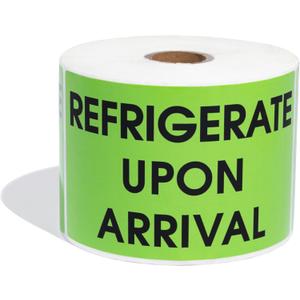 Aegis Adhesives - 3" X 5" Refrigerate Upon Arrival Stickers (1 Roll, 500/Roll) Shipping and Handling Labels with Permanent Adhesive