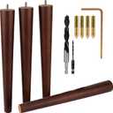 Premium Walnut Wood Furniture Legs (Full Install Kit) - Pick Your Size and Color (16 Inches, Brown)