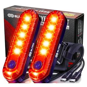 BLITZU USB-C Rechargeable Bike Tail Light 2 Pack, Bright Bicycle Rear Cycling Safety Flashlight Accessories for Night Riding, Cyborg 120T, 4 Light Modes for Adults Kids Men Women Road Mountain