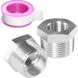 Stainless Steel Reducer Hex Bushing Threaded Pipe Fitting 3/4 NPT Male x 1/4 NPT Female Bushing 3/4 to 1/4 Adapter Pipe Fitting (Pack of 2)