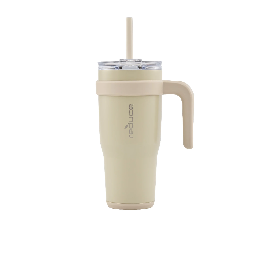 Reduce Vacuum Insulated Stainless Steel Cold1 Tumbler with Handle, Lid, and Straw, Champagne, 24 oz