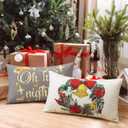 Artscope Christmas Oh Holy Night Merry Bright Jesus Wreath Throw Pillow Covers 12x20 Inch Set of 4, Winter Hoilday Christmas Decoration Pillow Cases for Home Sofa Couch Decor-Grey