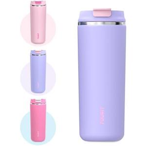 TOURIT 16 oz Insulated Stainless Steel Travel Mug with Lid, Leak-Proof Double-Wall Vacuum Tumbler, Reusable Coffee Cup - Purple