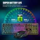 RedThunder K10 Wireless Gaming Keyboard and Mouse Combo, LED Backlit Rechargeable 3800mAh Battery, Mechanical Feel Anti-ghosting Keyboard + 7D 3200DPI Mice for PC Gamer (Black)