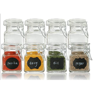 Spice Jar Container Set with Airtight Lids for Canning, Storage Jars Mini Clear, 4 Packs