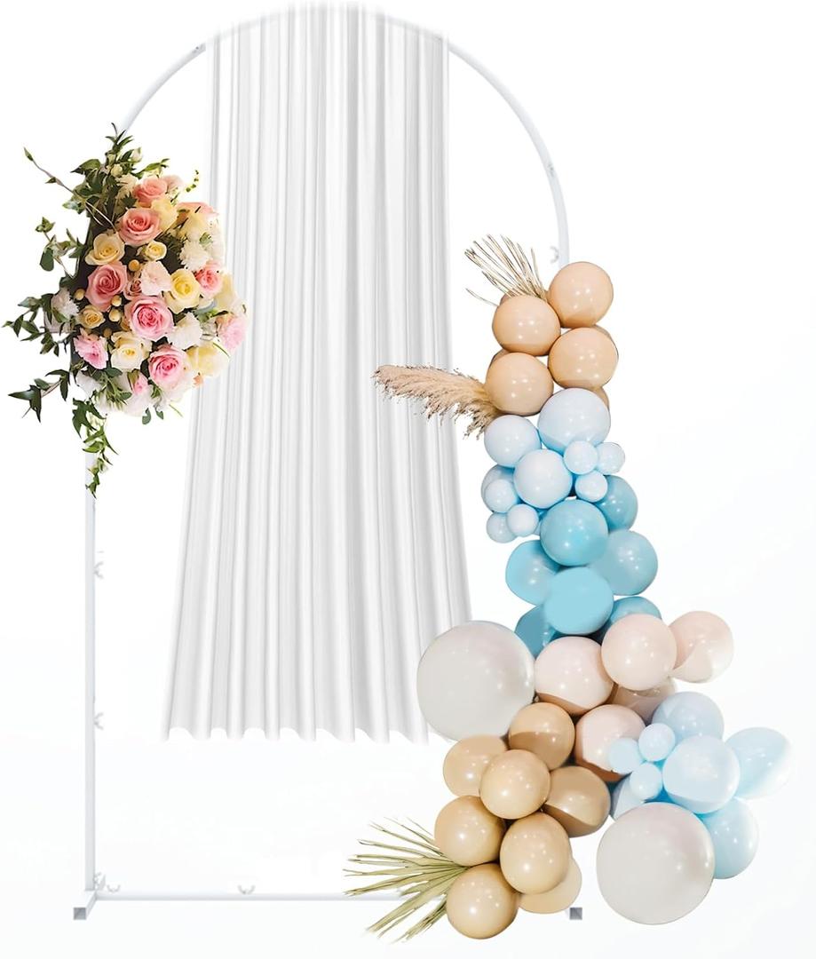 Metal Wedding Arch Backdrop Stand, 6.8FT Balloon Arched Frame Stand with Base, Wedding Arches for Ceremony, Arches for Backdrop,Wedding Arch for Birthday Party Celebration for Indoor and Outdoor,White