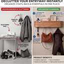 Wall Mounted Coat Rack with Shelf | Solid Wood Coat Rack Wall Mount | Wooden Entryway Organizer with 5 Metal Hidden Hooks for Hanging Bags, Jackets, Keys | Floating shelve with Hooks - Oak