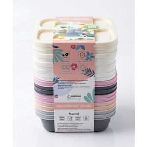 Multicolor Plastic Bento Box Containers, 10 Pack