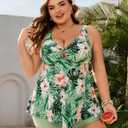 Hanna Nikole Plus Size Tankinis Swimsuits for Women, Twist Knot 2 Piece Bathing Suits Swim, Tummy Control Flowy Swimwear (Green)