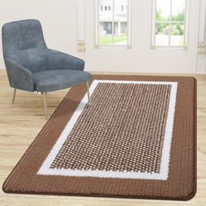 Colorxy Indoor Door Mat, Non-Slip Absorbent Resist Dirt Entrance Mat, Sturdy Low-Profile Inside Floor Carpet Mats, Washable Front Entry Doormats for Entryway, 71''x47'', Brown