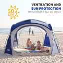UNP Easy Beach Tent Pop Up Canopy UPF50+ Tent with Side Wall, Ground Pegs, and Stability Poles, Sun Shelter Rainproof, Waterproof for Camping Trips, Backyard Fun, Party Or Picnics
