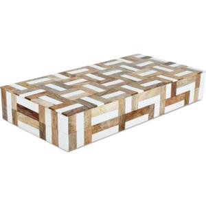 Handicrafts Home White Decorative Box with Lid Marquet Resin Inlay & Wood Decorative Boxes for Home Decor, Decor, Storage Box for Jewellery & Keys White Brown Neutral Decorative Storage Box- 12x6x2