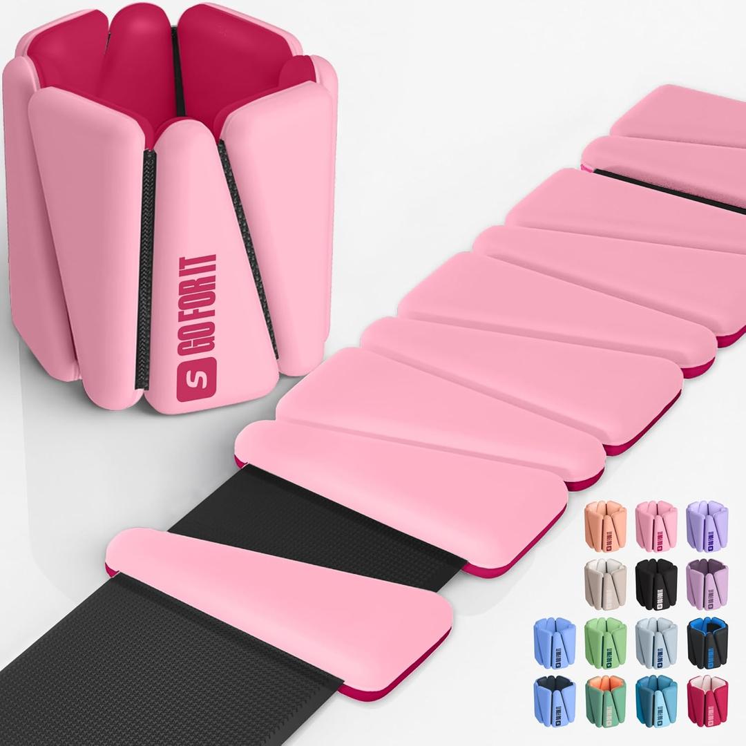SPORTBIT Wrist Weights, Ankle Weights for Women Set of 2 (1LB Each), Adjustable Weighted Bracelets for Home Gym, Running, Yoga, Exercise and Strength Training (Pink)