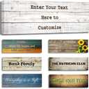 Personalized Wall Sign Custom Family Quote Sign Canvas Prints Text on Wooden Background Artwork Home Decor Framed (18"x6")