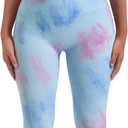 SUUKSESS Women Seamless 2 piece Workout Sets Strappy Padded Sports Bra Booty High Waisted Leggings Outfits (Candy Tie Dye,M) (M)