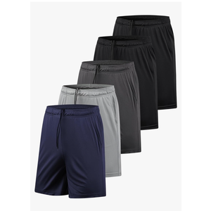 5 Pack Men's Athletic Gym Shorts with Pockets Quick Dry Activewear Workout Running Shorts for Men, Large