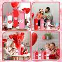 Tradder 6 Pcs Valentine's Day Table Decorations Valentines Table Block Sign Wooden Tiered Tray Decor Love Sign Tabletop Centerpieces, Hug Kiss Me- Gifts for Anniversary Home Wedding Party Supplies