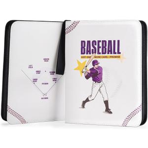 Baseball Card Binder with Sleeves, 720 Pockets Sport Card Binder Compatible with Topps, Upper Deck, Panini 2.5" x 3.5" Trading Card, Metal O-Ring, Zipper, Transparent Sleeves, PU Cover