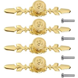 Pull Handle, Vintage Style Zinc Alloy Door Knob with Screw, Fit for Drawer Cabinet, 4-Pack (Gold) Pull Handle, Vintage Style Zinc Alloy Door Knob with Screw, Fit for Drawer Cabinet, 4-Pack (Gold)