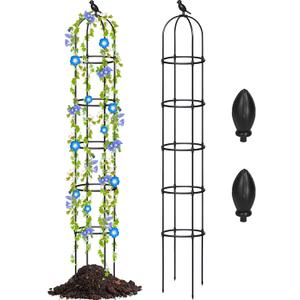 Sadnyy 2 Pack 7 ft Garden Trellis Obelisk for Rose Trellis Climbing Plants Outdoor Rustproof for Pots Tall Tower Plant Support Metal Garden Vines Flower Plants Support Outdoor Indoor (Black)