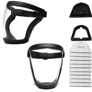 Full Face Shield for Adults Women Men2 pack), Full Face Super Protective Shields, Adjustable reusable high-definition plastic face shield with Super Lightweight, High-Definition, Anti-Fog (Blackwhite)