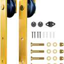 Rio Salto Brushed Brass Gold Barn Door Rollers  Extra Sliding Barn Door Hardware Kit for Interior Closet Pantry Doors  Fits 1 3/8" & 1 3/4" Panels, Supports 170 lbs  Track Not Included (Set of 2)