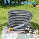 3/8'' Pressure Washer Hose 50FT 4800PSI, Kink Resistant Power Washer Hose Steel Wire Braided with Swivel Quick Connect & 2PCS M22 Adapter, Non Marking Commercial Grade Pressure Water Hose
