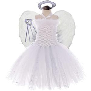 Tutu Dreams Angel Costumes for Teens Guardian Fairy Costumes Playing Dress-up Prom Ball Dance Dress (9-10 Years, Angel) White