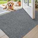 Color&Geometry Ultra Thin Indoor Door Mat (Rolled-up NO Creases) 32"x48", Non Slip Rubber Backed Dirt Trapper Door Mat Indoor Entrance, Low Profile Entryway Mat, Easy Clean, Dark Grey Linen