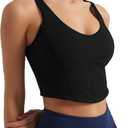 Women's Bustier Corset Crop Tank Tops Sleeveless Trendy Scoop Neck for Women Going Out Tops Summer Sexy High Impact (Black, XS)