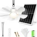 Solar Ceiling Fan Light, 20000mAh Portable Gazebo fan with 30W Solar Powered Fan with Remote Control, Outdoor Ceiling Fan with Light for Patios, Canopy, Shed, RV, Porch and Chicken Coop (White)