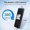 128GB Mini Body Camera with 180° Rotating Lens, 1080P HD Mini Body Cameras with Audio and Video Recording, Loop Record, 8 Hours Continuous Recording Camcorder for Security, Work, Travel