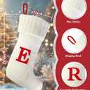 Christmas Stockings with Initials, 20 Inches Knitted Personalized Monogram Embroidery Christmas Stockings with Letter, Large Cable White Custom Stockings for Xmas Decor,Holiday Family Party(White E)