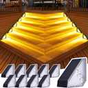 JSOT Solar Step Stair Lights Outdoor Yard Decor 10 Pack, IP65 Waterproof Deck Lighting for Outside Solar Powered, Solar Garden Light Decor for Fence, Backyard, Front Porch Step, Balcony, Wall, Patio (Warm White-10Pack)