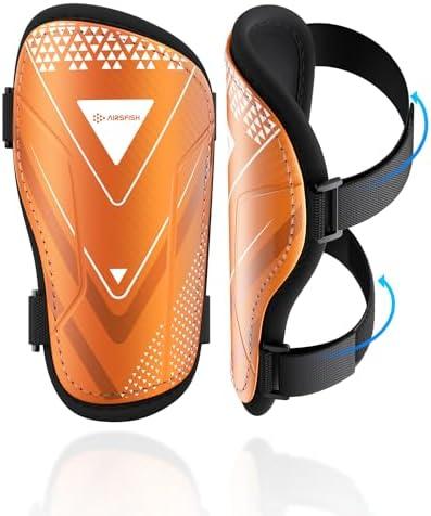 Shin Guards Soccer Kids Youth, CE Certified Airsfish Shin Guard Protection Gear for 2-18 Years Old Boys Girls Teenagers High Impact Resistant Breathable Comfortable 1 Pair 4 Sizes XS
