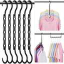 HOUSE DAY Closet Organizers and Storage 6 Pack, College Dorm Room Essentials, Multifunctional Organizer Magic Space Saving Hangers with 5 Holes, Storage Organization for Wardrobe Closet - Black